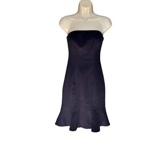 Cinq A Sept Calvina Size 0 Navy Blue Strapless Ruffle Hem Dress - Picture 2 of 13